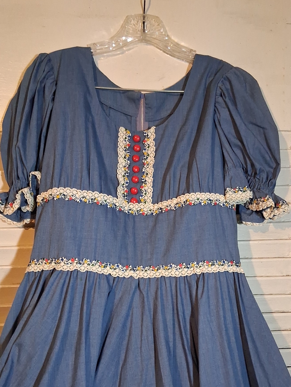 Vintage Home-Made Blue Prairie Dress